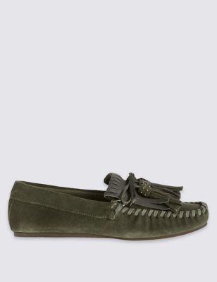 Suede Fringe Loafers with Insolia Flex&reg;